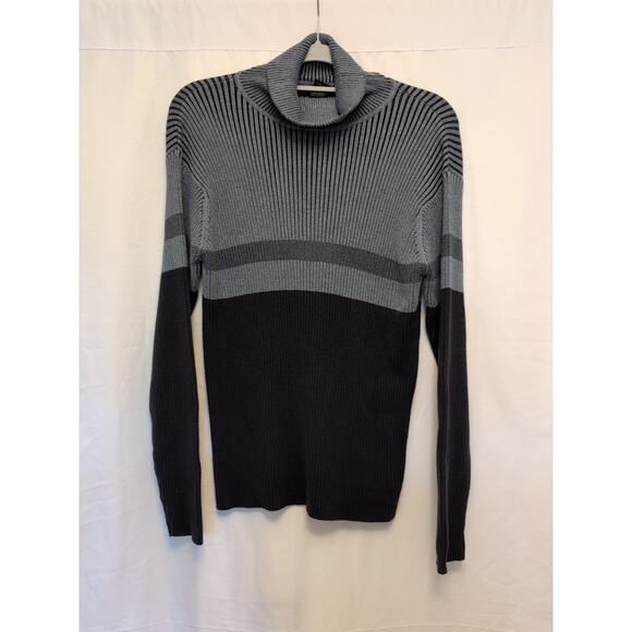 H&H M men's turtleneck gray navy block sweater long sleeve ribbed Australia Made - Picture 1 of 10